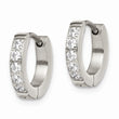 Stainless Steel Polished with CZ 2.5mm Hinged Hoop Earrings