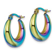 Stainless Steel Polished Rainbow IP-plated Hoop Earrings