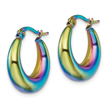 Stainless Steel Polished Rainbow IP-plated Hoop Earrings