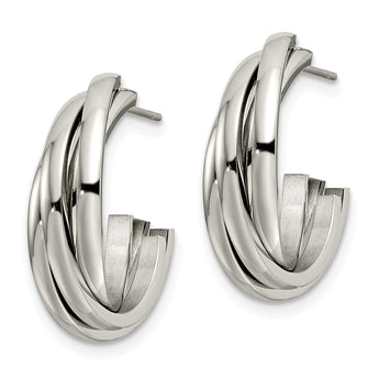 Stainless Steel Polished Post Hoop Earrings