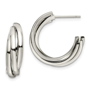 Stainless Steel Polished Post Hoop Earrings