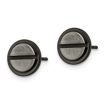 Stainless Steel Brushed & Polished Antiqued Bronze Plated Post Earrings