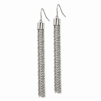 Stainless Steel Polished Chain Dangle Shepherd Hook Earrings