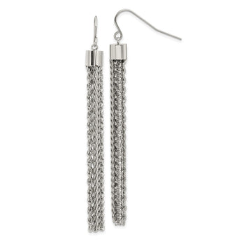 Stainless Steel Polished Chain Dangle Shepherd Hook Earrings