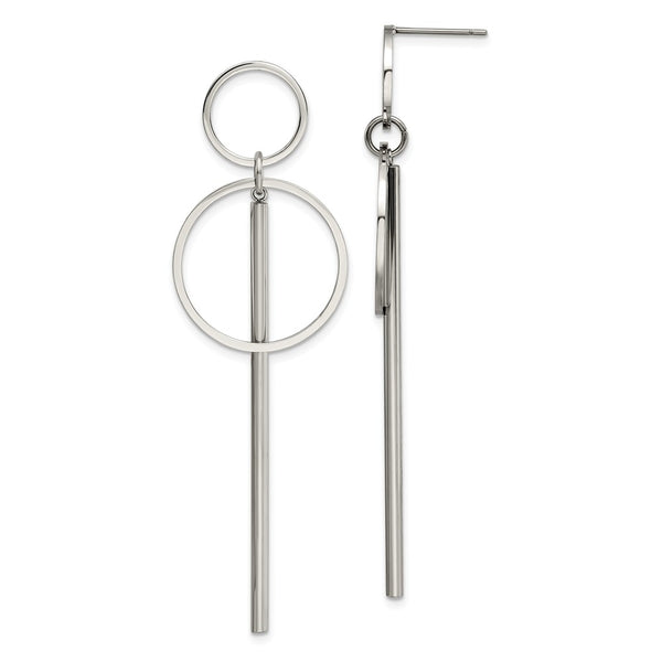 Stainless Steel Polished Post Dangle Earrings