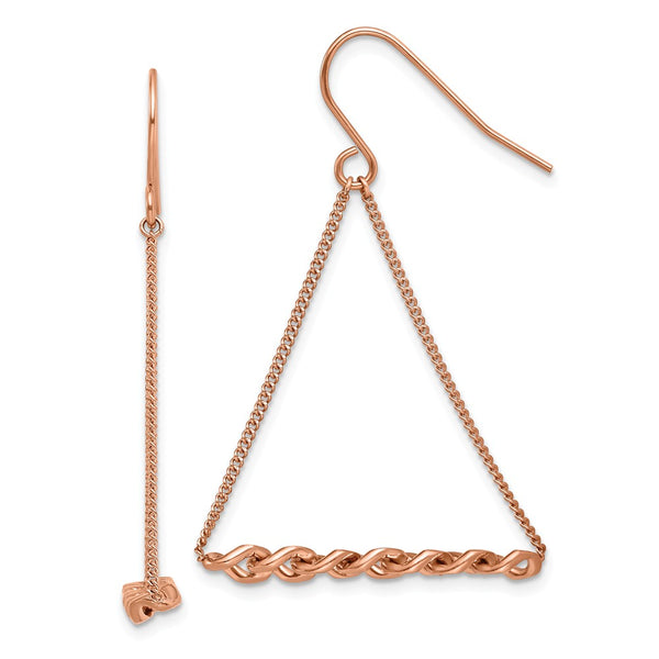 Stainless Steel Polished Rose IP Chain Shepherd Hook Dangle Earrings