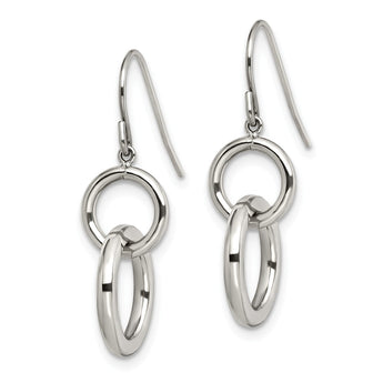 Stainless Steel Polished Circle Shepherd Hook Earrings