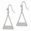 Stainless Steel Polished with CZ Shepherd Hook Dangle Earrings