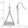 Stainless Steel Polished with CZ Shepherd Hook Dangle Earrings