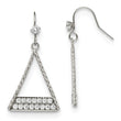 Stainless Steel Polished with CZ Shepherd Hook Dangle Earrings