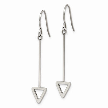 Stainless Steel Polished Triangle Dangle Earrings