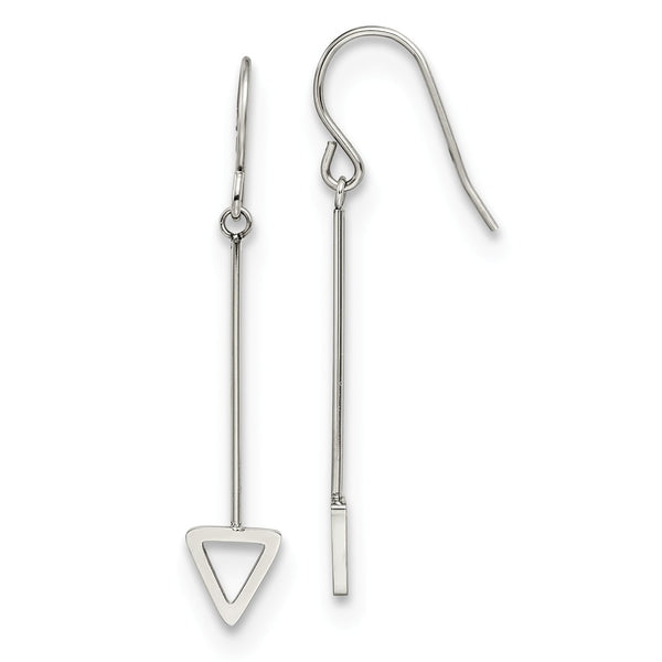 Stainless Steel Polished Triangle Dangle Earrings