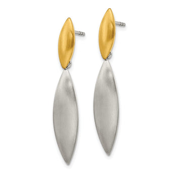 Stainless Steel Brushed Yellow IP-plated Post Dangle Earrings