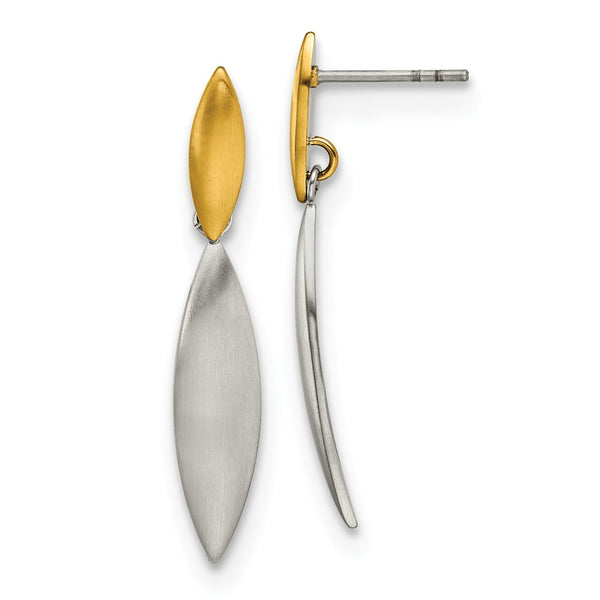 Stainless Steel Brushed Yellow IP-plated Post Dangle Earrings