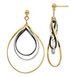 Stainless Steel Polished Black and Yellow IP Twisted Post Dangle Earrings