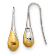 Stainless Steel Brushed & Polished Yellow IP Magnetic Shepherd Hook Earring
