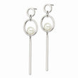 Stainless Steel Polished with Simulated Pearl Post Dangle Earrings