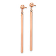 Stainless Steel Polished Rose IP-plated Bar Post Dangle Earrings