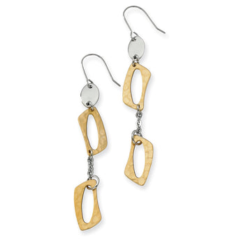 Stainless Steel Yellow IP-plated Square Link Earrings