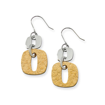 Stainless Steel Yellow IP-plated Square Link Earrings