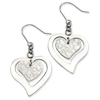 Stainless Steel Heart Dangle Earrings - Birthstone Company