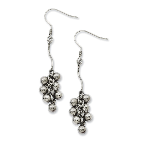 Stainless Steel Polished Beads Dangle Earrings