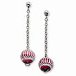Stainless Steel Red Diamond Cut Beads Post Dangle Earrings