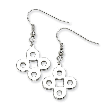 Stainless Steel Polished Connected Circles Dangle Earrings