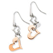 Stainless Steel Polished & Rose PVD-plated Heart Dangle Earrings