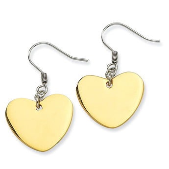 Stainless Steel Polished Yellow IP-plated Heart Dangle Earrings - Birthstone Company