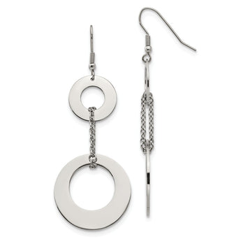 Stainless Steel Polished Circles Dangle Earrings