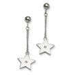 Stainless Steel Polished Stars w/ CZ Post Dangle Earrings