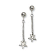 Stainless Steel Polished Star w/ CZs Post Dangle Earrings