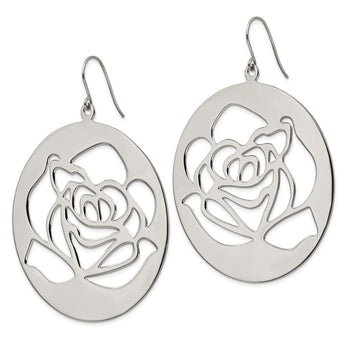 Stainless Steel Rose Cutout Dangle Earrings