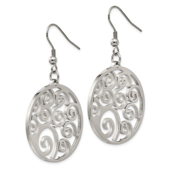 Stainless Steel Fancy Swirl Dangle Earrings