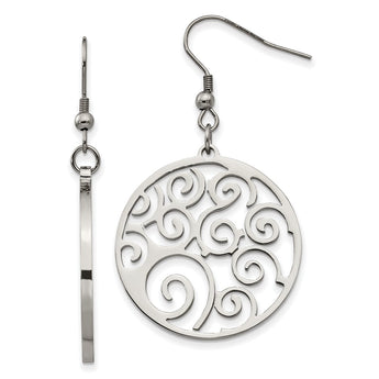 Stainless Steel Fancy Swirl Dangle Earrings