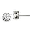 Stainless Steel Antiqued Round CZ Post Earrings