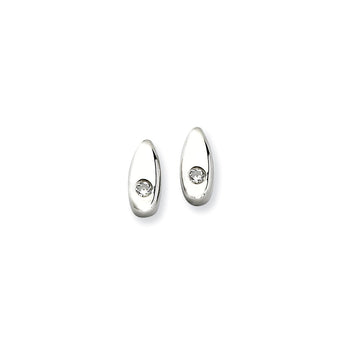Stainless Steel Polished w/ CZ Post Earrings - Birthstone Company