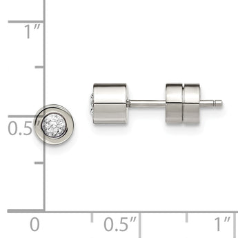 Stainless Steel CZ Polished Post Earrings