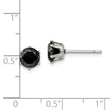Stainless Steel Polished 6mm Black Round CZ Stud Post Earrings