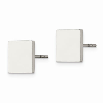 Stainless Steel Polished Square Post Earrings