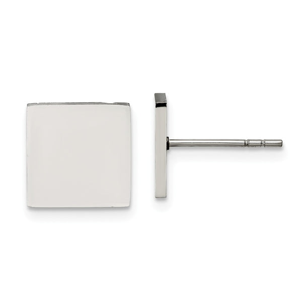 Stainless Steel Polished Square Post Earrings