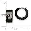 Stainless Steel Yin Yang Black IP Plated Hinged Hoop Earrings