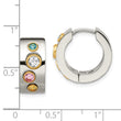 Stainless Steel Multicolor CZ & IP-plated Hinged Hoop Earrings