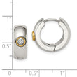 Stainless Steel CZ & Yellow IP-plated Hinged Hoop Earrings