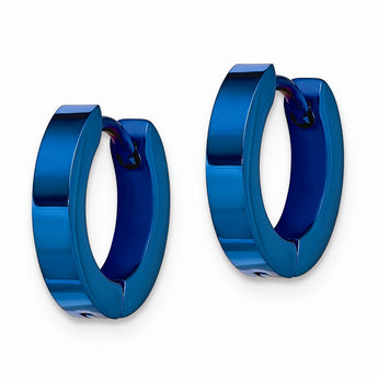 Stainless Steel Blue IP-plated Hinged Hoop Earrings