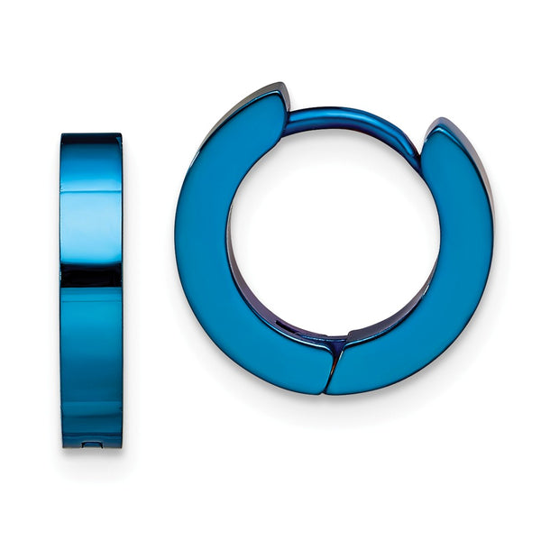 Stainless Steel Blue IP-plated Hinged Hoop Earrings