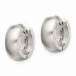 Stainless Steel Brushed & Polished Round Hinged Hoop Earrings