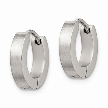 Stainless Steel Brushed and Polished Hinged Hoop Earrings