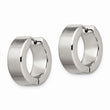 Stainless Steel Polished & Brushed Round Hinged Hoop Earrings